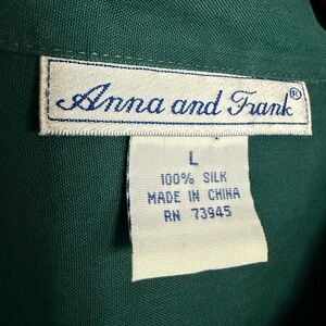 Anna and Frank Vintage Silk Blouse in Deep Teal and Earthy Yellow Women’s Large